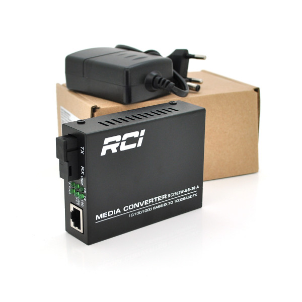 Медіаконвертер RCI A (IC+113), 1310 WDM 10/100/1000 одноволоконний Full/Half duplex, Gigabit SC 20km (0+70°C), + блок живлення 5V 1A Q50 Медіаконвертер RCI A (IC+113), 1310 WDM 10/100/1000 одноволоконний Full/Half duplex, Gigabit SC 20km (0+70°C), + блок живлення 5V 1A Q50