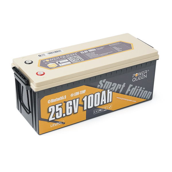 Акумуляторна батарея LiFePO4 25.6V 100Ah BT 2560Wh з BMS 100A для енергозберігаючих систем, автономного живлення та електромобілів Акумуляторна батарея LiFePO4 25.6V 100Ah BT 2560Wh з BMS 100A для енергозберігаючих систем, автономного живлення та електромобілів