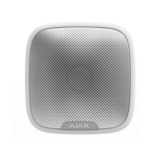 Бездротова вулична сирена Ajax StreetSiren (white) для охоронної системи, 81-113 дБ, 1500 м, 4 батареї CR123A, біла, компактний дизайн 200х200х51 мм Бездротова вулична сирена Ajax StreetSiren (white) для охоронної системи, 81-113 дБ, 1500 м, 4 батареї CR123A, біла, компактний дизайн 200х200х51 мм