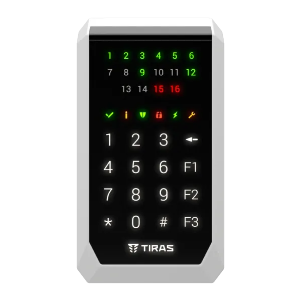 Сенсорна клавіатура Tiras K-PAD16+ з зчитувачем NFC/Mifare для охоронної системи з підключенням RS-485 на відстань до 1000 м Сенсорна клавіатура Tiras K-PAD16+ з зчитувачем NFC/Mifare для охоронної системи з підключенням RS-485 на відстань до 1000 м