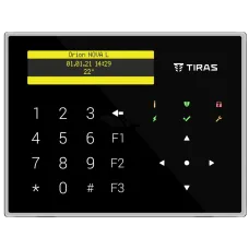 Клавіатура Tiras K-GLCD+ для охоронної системи з RS-485, сумісна з Orion NOVA S/M/L (LTE) та XS/S/M/L, зовнішнє живлення 12 В, компактні розміри 150х115х18 мм