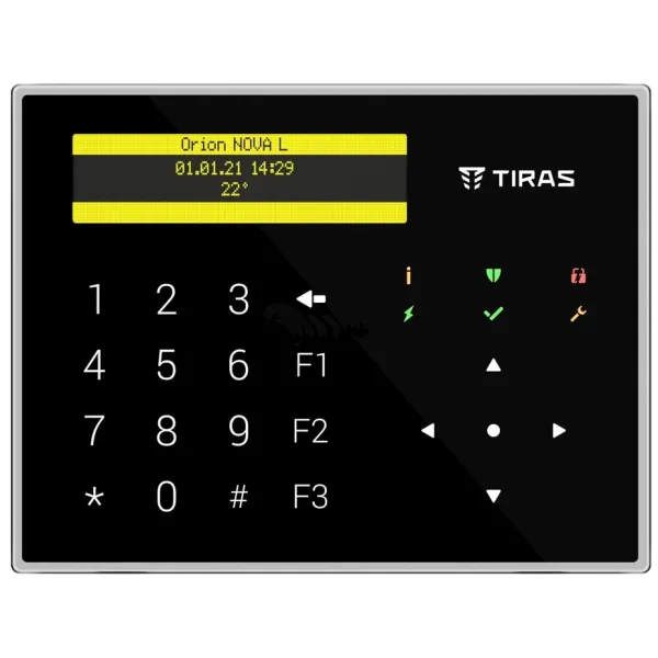 Клавіатура Tiras K-GLCD+ для охоронної системи з RS-485, сумісна з Orion NOVA S/M/L (LTE) та XS/S/M/L, зовнішнє живлення 12 В, компактні розміри 150х115х18 мм Клавіатура Tiras K-GLCD+ для охоронної системи з RS-485, сумісна з Orion NOVA S/M/L (LTE) та XS/S/M/L, зовнішнє живлення 12 В, компактні розміри 150х115х18 мм
