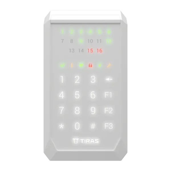 Сенсорна клавіатура K-PAD16+ (white) для охоронної системи з NFC та Mifare, 16 зон, підключення RS-485 до 1000 м Сенсорна клавіатура K-PAD16+ (white) для охоронної системи з NFC та Mifare, 16 зон, підключення RS-485 до 1000 м