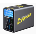 Зарядная станция с цифровой индикацией MECHANIC C-Power 6S, 2*USB-A, 2*QC3.0-5В3А,9В2A,12В1.5А, 2*PD3.1-5В3А,9В2.22A,12В1.67А, 220V/50W.150*100*50mm