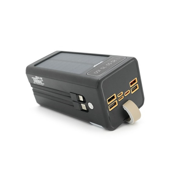 Внешний аккумулятор power bank Linkage LKP-47 50000mAh Solar 22.5W с кабелями Type-C и Lightning для зарядки мобильных устройств Внешний аккумулятор power bank Linkage LKP-47 50000mAh Solar 22.5W с кабелями Type-C и Lightning для зарядки мобильных устройств