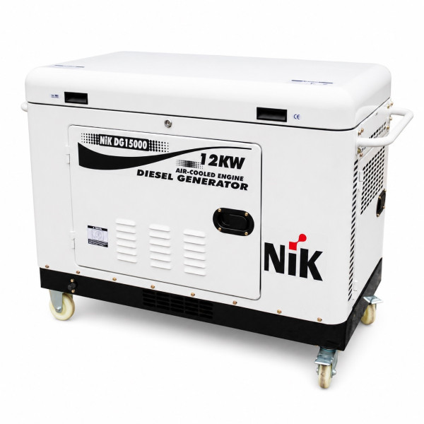 Генератор дизельний NIC DG15000, 1-фазний 220V, 50Hz, 12kW, бак 25 л, витрата 3.1 л/год, пуск: стартер/AVR, 1280х750х870 мм, 315кг Генератор дизельний NIC DG15000, 1-фазний 220V, 50Hz, 12kW, бак 25 л, витрата 3.1 л/год, пуск: стартер/AVR, 1280х750х870 мм, 315кг