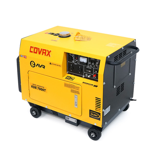 Генератор дизельний COVAX KDE7000T для дому та бізнесу, 1-фазний 230V 50Hz 4.5kW, бак 15 л, витрата 1-1.2 л/год, електростартер Генератор дизельний COVAX KDE7000T для дому та бізнесу, 1-фазний 230V 50Hz 4.5kW, бак 15 л, витрата 1-1.2 л/год, електростартер