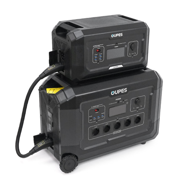 Портативний джерело живлення OUPES S3+S2, LiFePO4, 3600W, PEAK 7000W, 5120Wh, 3500 циклів, MPPT 2100 Вт, 5xAC190-250 В 16 А, 4xUSB-A -18 Вт, 2xUSB-C - 100 Вт, Anderson 12 В 30 А, IP21, 642*305*438 мм, 37,8 кг