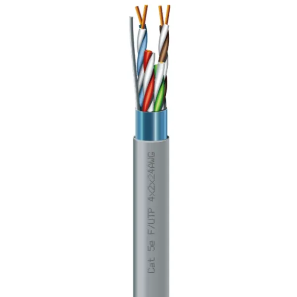 Кабель витая пара ЗЗКМ Cat. 5e F/UTP 4х2х24 AWG 305м для передачи данных 1000 В, сопротивление 95 Ω/км, прочность на сжатие 1000Н, для сетевых проектов Кабель витая пара ЗЗКМ Cat. 5e F/UTP 4х2х24 AWG 305м для передачи данных 1000 В, сопротивление 95 Ω/км, прочность на сжатие 1000Н, для сетевых проектов