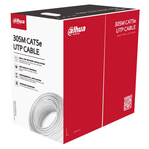 Кабель внутренний UTP CAT5e 305 м 0.5 мм для передачи данных в охранной системе DH-PFM920I-5EU-U с поддержкой Ethernet-питания и совместимостью с оборудованием Кабель внутренний UTP CAT5e 305 м 0.5 мм для передачи данных в охранной системе DH-PFM920I-5EU-U с поддержкой Ethernet-питания и совместимостью с оборудованием