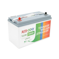 Аккумуляторная батарея LiFePO4 Redodo 12V 100Ah 1280Wh с BMS 100A и самоподогревом для автономного энергоснабжения и систем видеонаблюдения