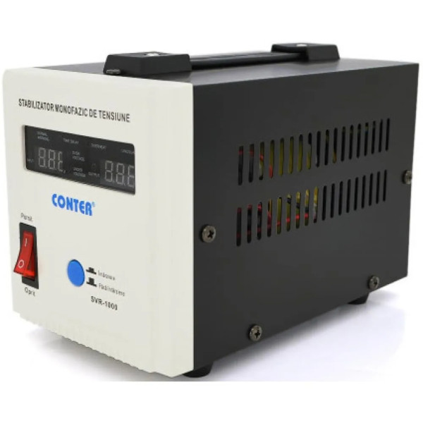 Стабилизатор напряжения релейный SVRS-500VA/375W однофазный напольный с LED дисплеем 2*Shuko Q8 для защиты бытовой и компьютерной техники Стабилизатор напряжения релейный SVRS-500VA/375W однофазный напольный с LED дисплеем 2*Shuko Q8 для защиты бытовой и компьютерной техники