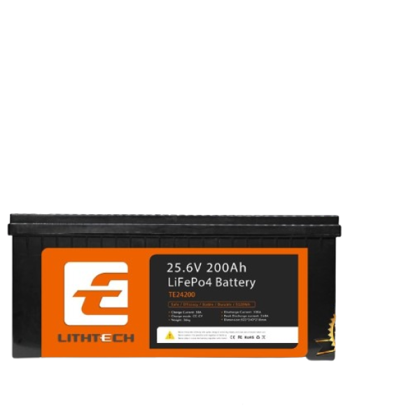 Аккумуляторная батарея LiFePO4 LITHTECH TE24200B для солнечных систем и ИБП 25,6В 200Ah 5,12кВт·ч Bluetooth BMS 200A 6000 циклов