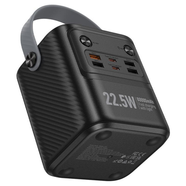 Повербанк Power Bank HOCO J152 Pro 80000mAh для гаджетов, 4USB и 2 Type-C, быстрая зарядка 22.5W и 65W, фонарик, черный Повербанк Power Bank HOCO J152 Pro 80000mAh для гаджетов, 4USB и 2 Type-C, быстрая зарядка 22.5W и 65W, фонарик, черный