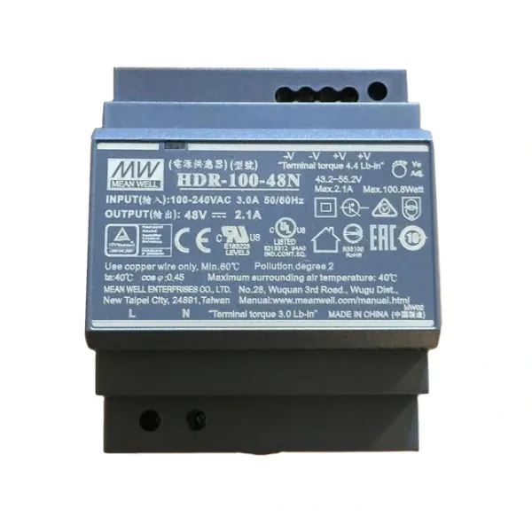 Блок живлення MeanWell HDR-100-48N (48B 2.09А для монтажа на DIN рейку) Блок живлення MeanWell HDR-100-48N (48B 2.09А для монтажа на DIN рейку)
