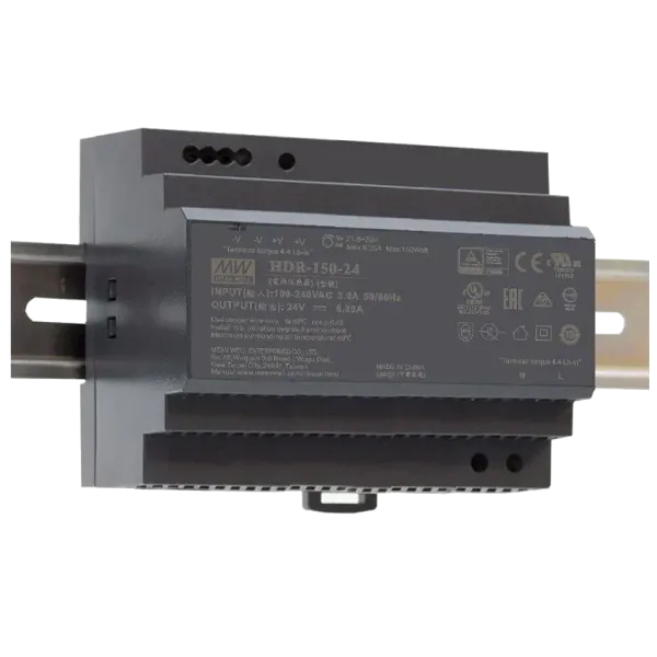 Блок живлення MeanWell HDR-150-24 24В 6.25А для DIN-рейки, 150 Вт, 85-264VAC/120-370VDC для промислового застосування