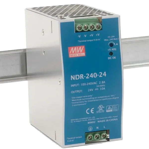 Блок живлення Mean Well NDR-240-24 24В 10А на Din-рейку Блок живлення Mean Well NDR-240-24 24В 10А на Din-рейку