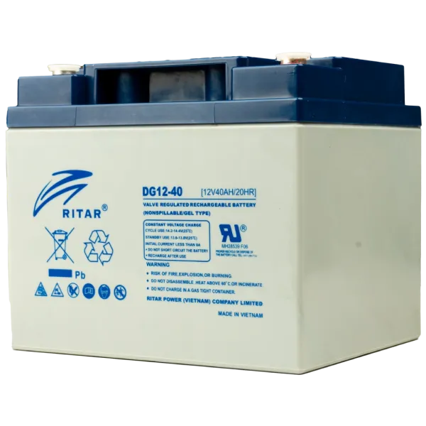 Акумуляторна батарея GEL Ritar DG12-40 для сонячних систем і ДБЖ, 12В 40А·г, глибокий цикл заряду-розряду Акумуляторна батарея GEL Ritar DG12-40 для сонячних систем і ДБЖ, 12В 40А·г, глибокий цикл заряду-розряду