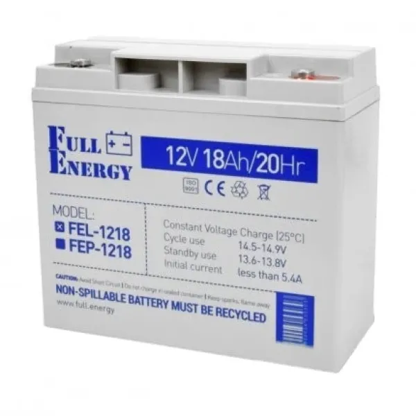Свинцево-кислотна акумуляторна батарея Full Energy FEL-1218 18 А•г 12В Свинцево-кислотна акумуляторна батарея Full Energy FEL-1218 18 А•г 12В