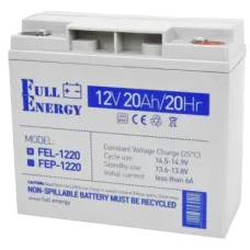 Акумуляторна батарея Full Energy FEL-1220 20А·г 12В гелева для безперебійних блоків живлення та охоронних сигналізацій 181x165x77мм