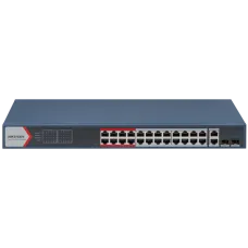 Комутатор 24 порти керований DS-3E1326P-EI(B) POE для централізованого живлення IP-камер з підтримкою PoE, 370Вт, 0-45°C, 2 порти uplink 1000M