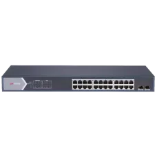 Коммутатор 24 порта PoE управляемый DS-3E1526P-SI для видеонаблюдения с 24x RJ45 и 2x SFP, поддержка IEEE802.3af/at, бюджет 370 Вт, рабочая температура -10º - +55ºC