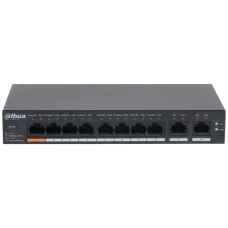 Комутатор 10 портів керований DH-CS4010-8ET-60 PoE для системи відеоспостереження з підтримкою IEEE802.3af, IEEE802.3at та Hi-PoE, бюджет 60 Вт