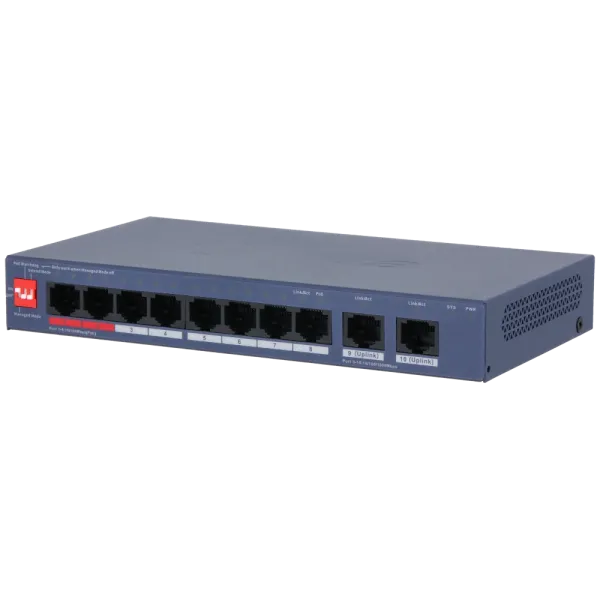 Комутатор керований 8 портів Dahua DH-CS4010-8ET2GT-110 для побудови мережі з PoE, 110 Вт, 10/100/1000M, робоча температура -10º - +55ºC