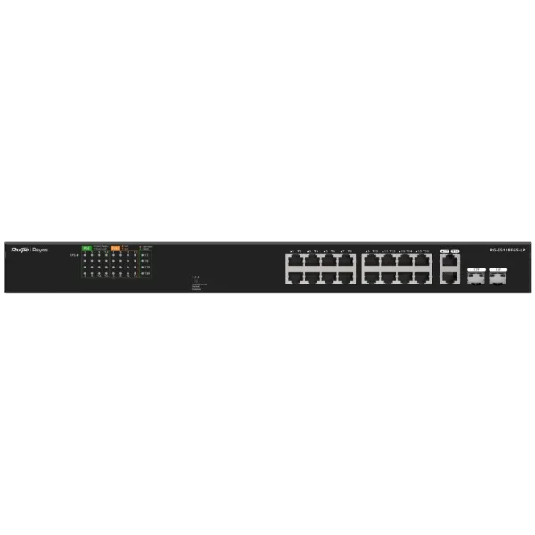 Комутатор 18 портів некерований RG-ES118FGS-LP PoE з 8x RJ45, для високошвидкісної передачі даних у мережевих рішеннях Комутатор 18 портів некерований RG-ES118FGS-LP PoE з 8x RJ45, для високошвидкісної передачі даних у мережевих рішеннях
