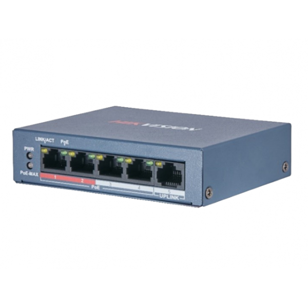 Комутатор 4 порти некерований Hikvision DS-3E0105P-E/M(B) POE Комутатор 4 порти некерований Hikvision DS-3E0105P-E/M(B) POE