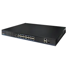 16 портів 10/100 Мбіт/с PoE+ 2 порти Gigabit RJ-45 (1 порт комбінований SFP) UTP3218TS-PSB