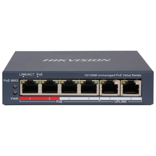 Коммутатор 4 порта неуправляемый DS-3E0106P-E/M(B) PoE для IP камер и устройств видеонаблюдения с поддержкой IEEE802.3af/at, 35Вт, рабочая температура 0º-40º Коммутатор 4 порта неуправляемый DS-3E0106P-E/M(B) PoE для IP камер и устройств видеонаблюдения с поддержкой IEEE802.3af/at, 35Вт, рабочая температура 0º-40º