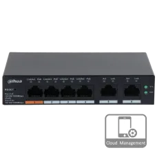 Керований комутатор 4 порти Dahua DH-CS4006-4GT-60 PoE для відеоспостереження з підтримкою PoE, 60 Вт, робоча температура -10º - +55ºC