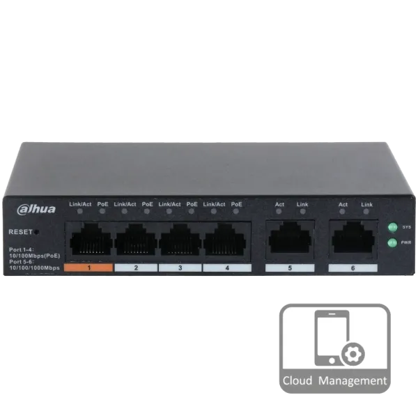 Комутатор 6 портів керований Dahua DH-CS4006-4ET-60 PoE Комутатор 6 портів керований Dahua DH-CS4006-4ET-60 PoE