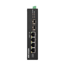 Неуправляемый коммутатор 4 порта Hikvision DS-3T0506HP-E/HS POE для видеонаблюдения с поддержкой PoE, Hi-PoE и бюджетом 60 Вт, рабочая температура -30º до +65ºC