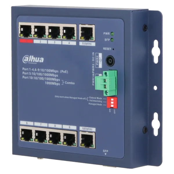 Комутатор 9 портів керований Dahua DH-CHS4110-8ET-90-F PoE Комутатор 9 портів керований Dahua DH-CHS4110-8ET-90-F PoE