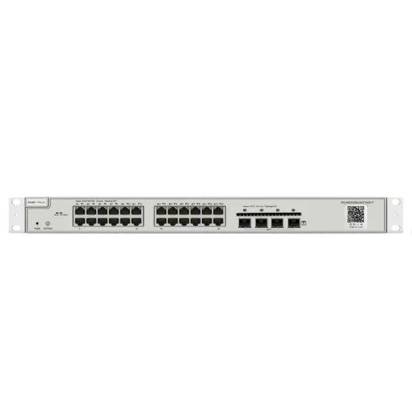Коммутатор 24 порта управляемый RG-NBS3200-24GT4XS-P L2+ 10G POE для построения сетевой инфраструктуры с поддержкой PoE и высокоскоростных соединений Коммутатор 24 порта управляемый RG-NBS3200-24GT4XS-P L2+ 10G POE для построения сетевой инфраструктуры с поддержкой PoE и высокоскоростных соединений