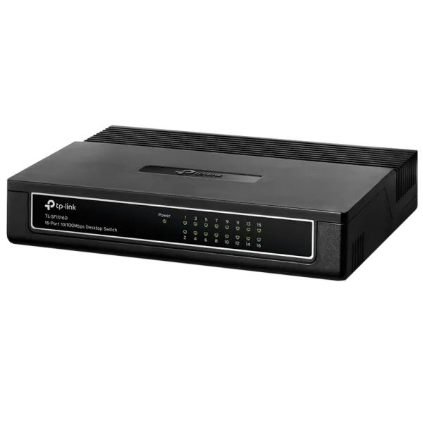 16-портовий комутатор 10/100 Мбіт/с TP-LINK TL-SF1016D для локальних мереж, 16x RJ45, живлення DC 5В, робоча температура 0º - + 40ºC 16-портовий комутатор 10/100 Мбіт/с TP-LINK TL-SF1016D для локальних мереж, 16x RJ45, живлення DC 5В, робоча температура 0º - + 40ºC