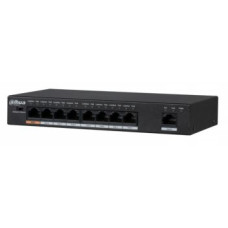Комутатор 8 портів некерований DH-PFS3009-8ET1GT-96 POE для організації мережі з підтримкою PoE, 96 Вт, для відеоспостереження, -10º - +55ºC