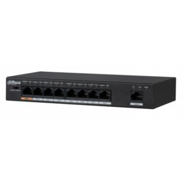 Комутатор 8 портів некерований DH-PFS3009-8ET1GT-96 POE для організації мережі з підтримкою PoE, 96 Вт, для відеоспостереження, -10º - +55ºC Комутатор 8 портів некерований DH-PFS3009-8ET1GT-96 POE для організації мережі з підтримкою PoE, 96 Вт, для відеоспостереження, -10º - +55ºC