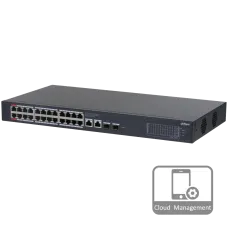 Керований комутатор 24 порти Dahua DH-CS4228-24GT-240 PoE для організації мережі з підтримкою PoE, 240 Вт, 10/100/1000 Мбіт/с, для відеоспостереження та охоронної системи