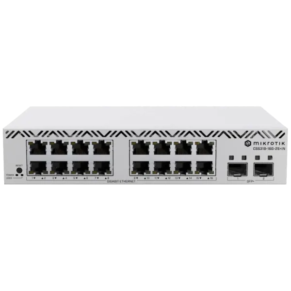 Комутатор 16 портів керований MikroTik CSS318-16G-2S+IN для організації мережі знаходиться в діапазоні температур -40º до +70ºC Комутатор 16 портів керований MikroTik CSS318-16G-2S+IN для організації мережі знаходиться в діапазоні температур -40º до +70ºC