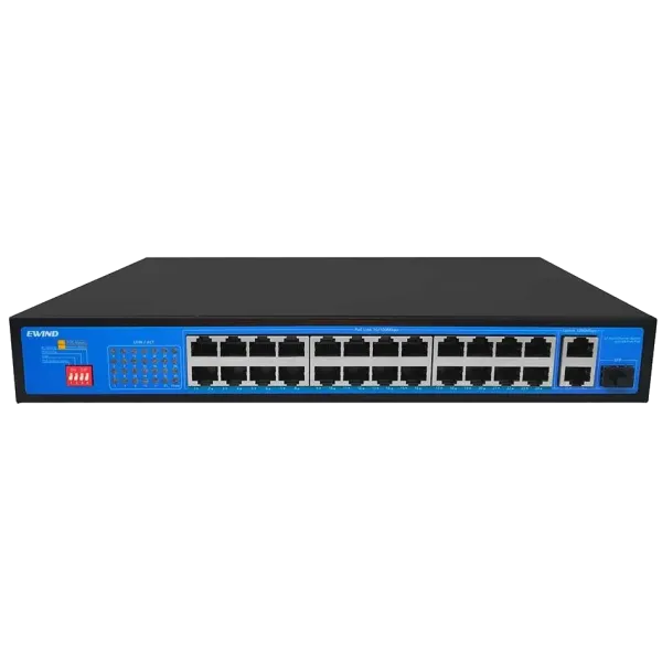 Комутатор 27 портів некерований EW-S1927CF-AP PoE для підключення PoE-устроїв з 24 портами RJ45 та 2 Uplink для мережевого обладнання Комутатор 27 портів некерований EW-S1927CF-AP PoE для підключення PoE-устроїв з 24 портами RJ45 та 2 Uplink для мережевого обладнання