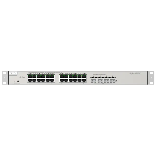 Коммутатор 24 порта управляемый RG-NBS5200-24GT4XS-P L3 POE для организации сети с поддержкой PoE и 4 Uplink портами SFP+ Коммутатор 24 порта управляемый RG-NBS5200-24GT4XS-P L3 POE для организации сети с поддержкой PoE и 4 Uplink портами SFP+