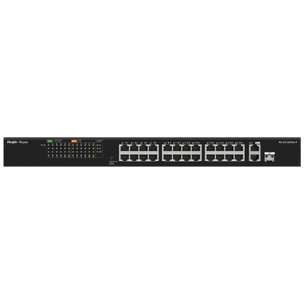 Комутатор 26 портів некерований RG-ES126FGS-P PoE для організації мережі 10/100М з комбо-портами та живленням 100-240В AC Комутатор 26 портів некерований RG-ES126FGS-P PoE для організації мережі 10/100М з комбо-портами та живленням 100-240В AC