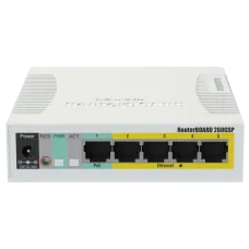 Комутатор 5 портів керований MikroTik RB260GSP CSS106-1G-4P-1S PoE для мережевого підключення з підтримкою Passive PoE та SFP слотом