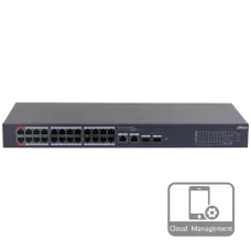 Керований комутатор 24 порти PoE Dahua DH-CS4226-24ET-240 для організації мережі та живлення IP-камер і обладнання системи відеоспостереження 240 Вт