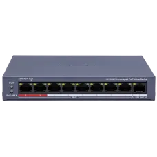 Комутатор 8 портів PoE некерований DS-3E0109P-E/M(C) для відеоспостереження з підтримкою IEEE802.3af/at, бюджет 80 Вт, живлення DC 54В, розміри 170x28x93 мм