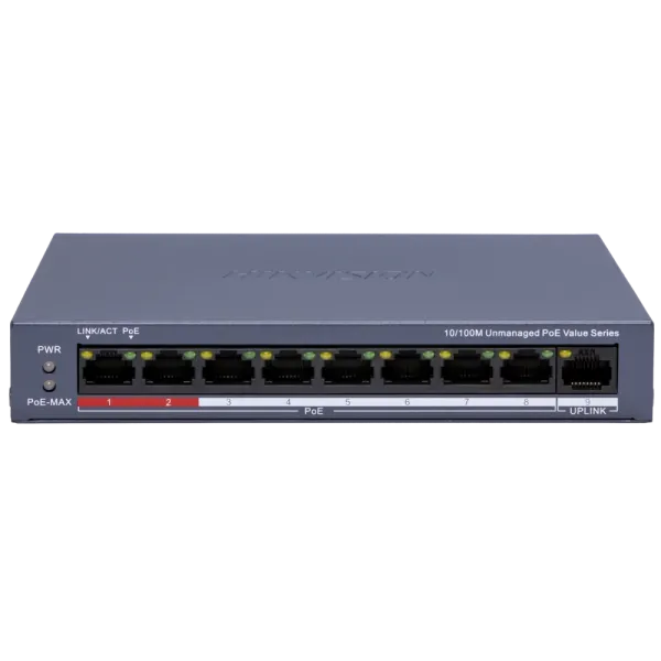 Коммутатор 8 портов неуправляемый DS-3E0109P-E/M(C) POE для IP камер и систем видеонаблюдения с поддержкой PoE, бюджет 80 Вт, temperatura -0º до +40ºC Коммутатор 8 портов неуправляемый DS-3E0109P-E/M(C) POE для IP камер и систем видеонаблюдения с поддержкой PoE, бюджет 80 Вт, temperatura -0º до +40ºC