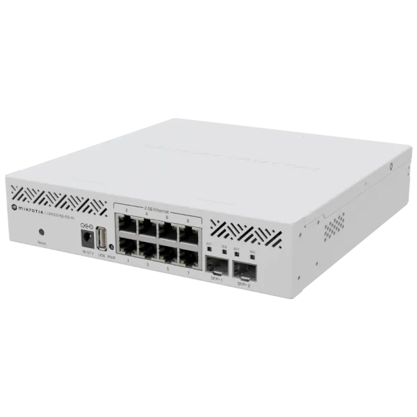 Коммутатор 8 портов управляемый MikroTik CRS310-8G+2S+IN для высокоскоростной передачи данных с 8 портами RJ45 2.5G и 2 SFP+ для сетевых решений Коммутатор 8 портов управляемый MikroTik CRS310-8G+2S+IN для высокоскоростной передачи данных с 8 портами RJ45 2.5G и 2 SFP+ для сетевых решений